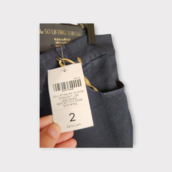 NEW Chicos Womens The So Lifting Straight Leg Jean Dark Blue M Modern Classic - Picture 3 of 6